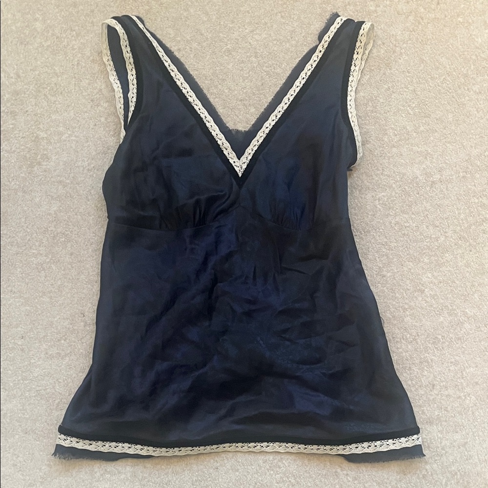 The Limited Navy Camisole with Cream Lace